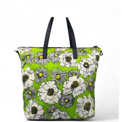 Prada Tote Bag Canvas Green White Black