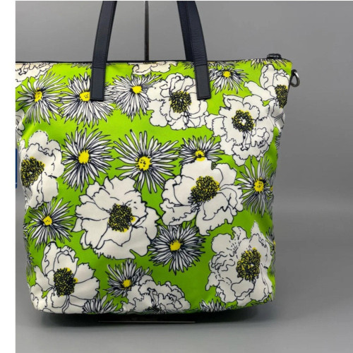 Prada Tote Bag Canvas Green White Black