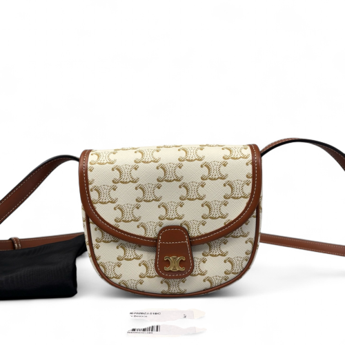 Celine Triomphe Small Folco Bag Triomphe White Brown