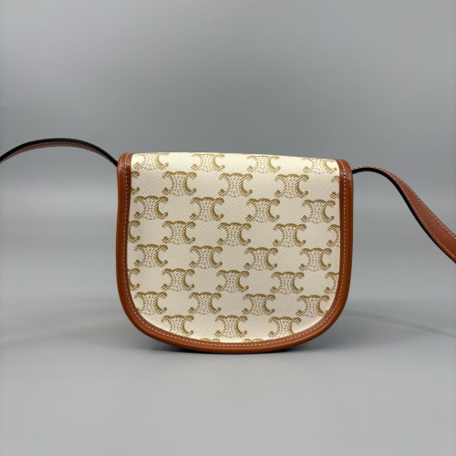 Celine Triomphe Small Folco Bag Triomphe White Brown