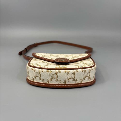 Celine Triomphe Small Folco Bag Triomphe White Brown