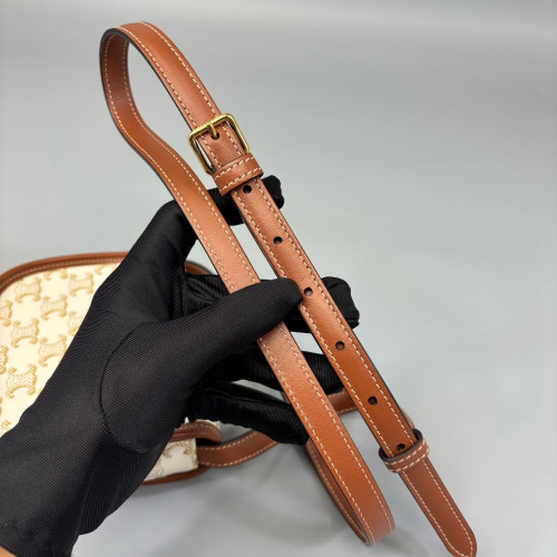 Celine Triomphe Small Folco Bag Triomphe White Brown
