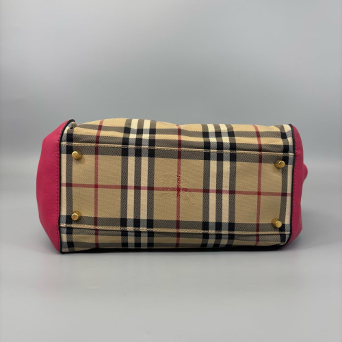 Burberry Small Canterbury Tote House Check Calfskin Pink Beige Black