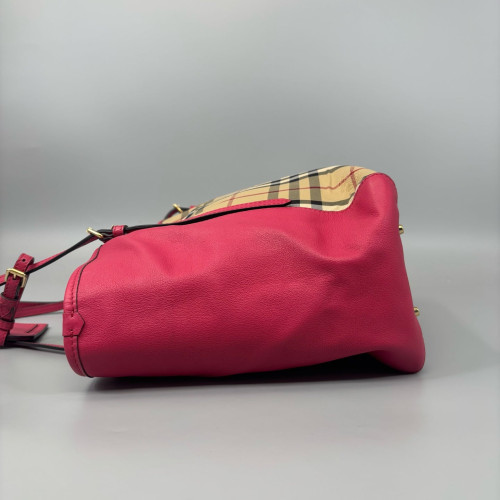 Burberry Small Canterbury Tote House Check Calfskin Pink Beige Black