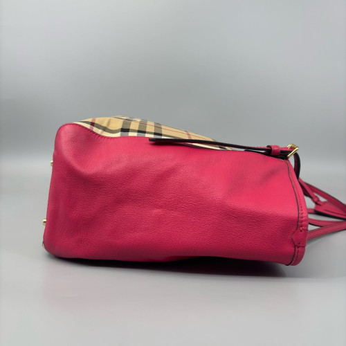 Burberry Small Canterbury Tote House Check Calfskin Pink Beige Black