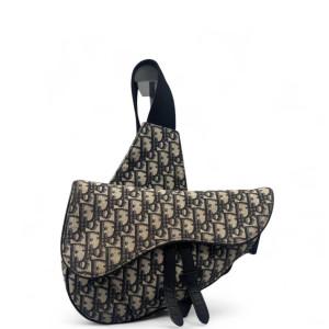 Dior Mans Saddle Bag Oblique Black Beige Navy