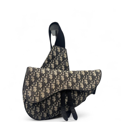 Dior Mans Saddle Bag Oblique Black Beige Navy