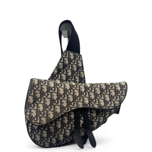 Dior Mans Saddle Bag Oblique Black Beige Navy