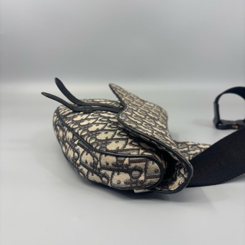 Dior Mans Saddle Bag Oblique Black Beige Navy