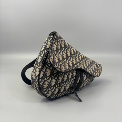 Dior Mans Saddle Bag Oblique Black Beige Navy