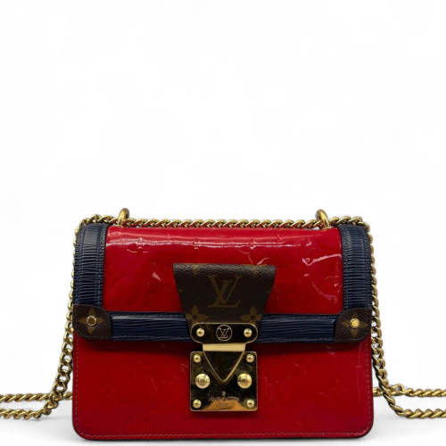 Louis Vuitton Shoulder Bag Vernis Monogram Red Blue Brown