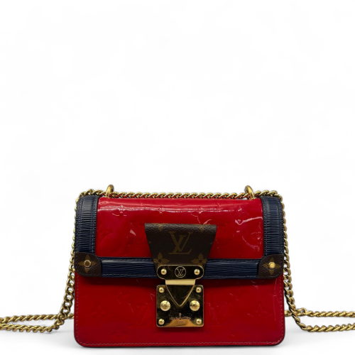 Louis Vuitton Shoulder Bag Vernis Monogram Red Blue Brown