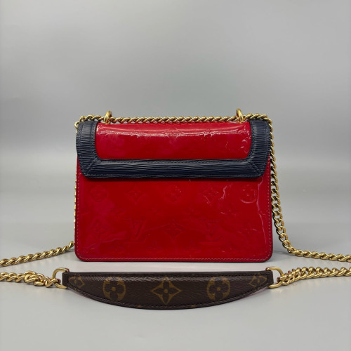 Louis Vuitton Shoulder Bag Vernis Monogram Red Blue Brown