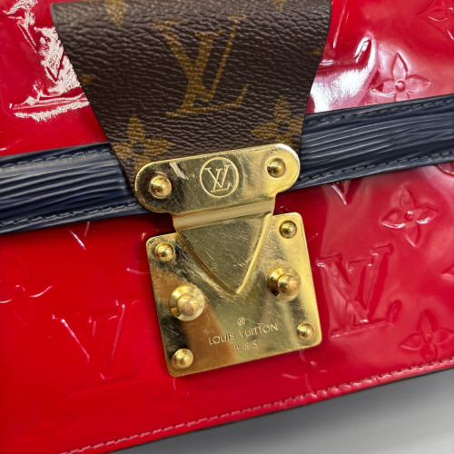 Louis Vuitton Shoulder Bag Vernis Monogram Red Blue Brown