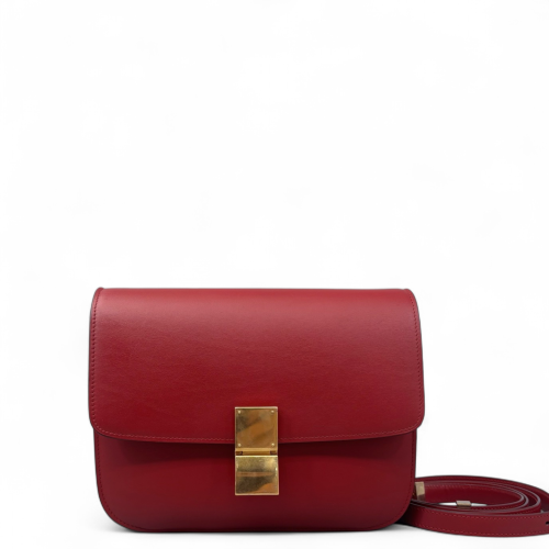 Celine Medium Classic Box Calfskin Red