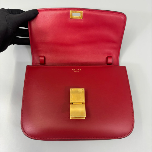 Celine Medium Classic Box Calfskin Red