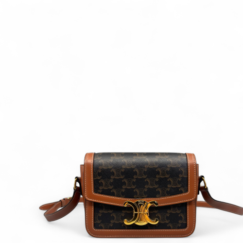 Celine Triomphe Teen Triomphe Shoulder Bag Triomphe Brown Black