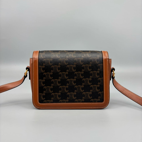 Celine Triomphe Teen Triomphe Shoulder Bag Triomphe Brown Black