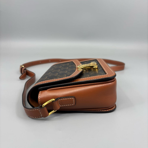Celine Triomphe Teen Triomphe Shoulder Bag Triomphe Brown Black