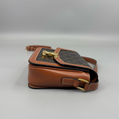 Celine Triomphe Teen Triomphe Shoulder Bag Triomphe Brown Black