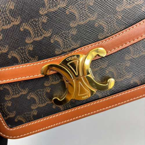 Celine Triomphe Teen Triomphe Shoulder Bag Triomphe Brown Black