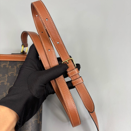Celine Triomphe Teen Triomphe Shoulder Bag Triomphe Brown Black