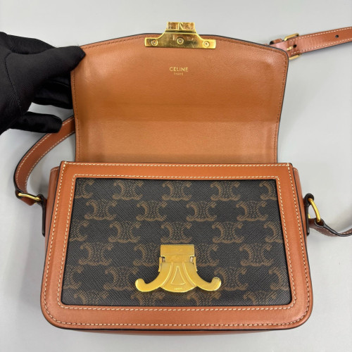 Celine Triomphe Teen Triomphe Shoulder Bag Triomphe Brown Black