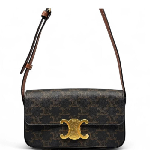 Celine Triomphe Medium Tilly Triomphe Shoulder Bag Triomphe Brown Black