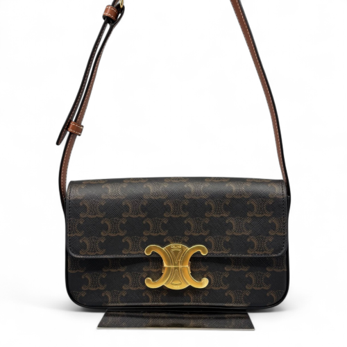 Celine Triomphe Medium Tilly Triomphe Shoulder Bag Triomphe Brown Black