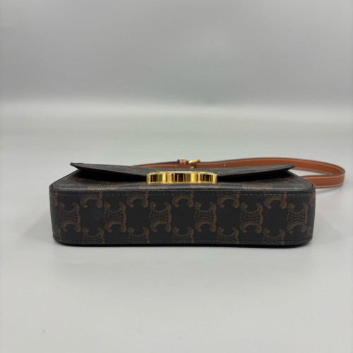 Celine Triomphe Medium Tilly Triomphe Shoulder Bag Triomphe Brown Black