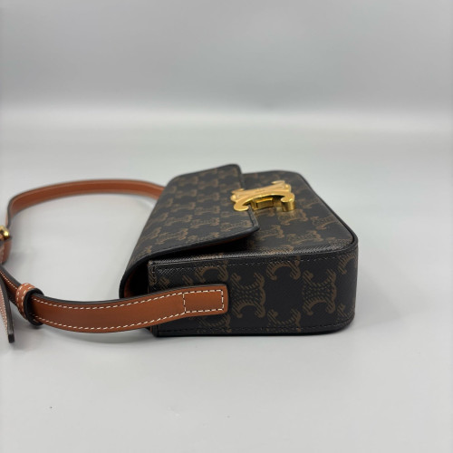 Celine Triomphe Medium Tilly Triomphe Shoulder Bag Triomphe Brown Black