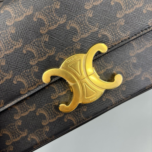 Celine Triomphe Medium Tilly Triomphe Shoulder Bag Triomphe Brown Black