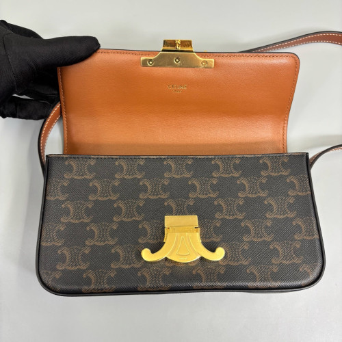 Celine Triomphe Medium Tilly Triomphe Shoulder Bag Triomphe Brown Black