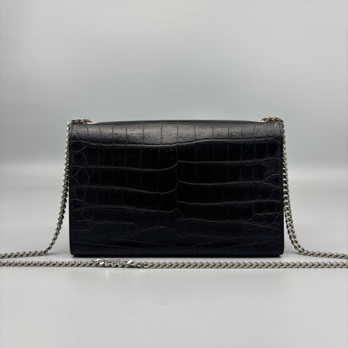 Yves Saint Laurent Medium Kate Corssbody Bag Calfskin Crocodile Embossed Black