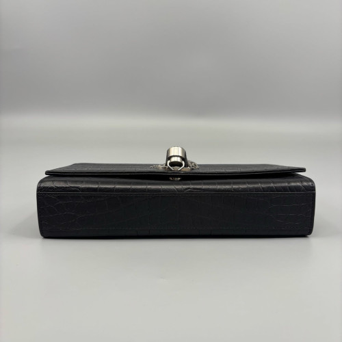 Yves Saint Laurent Medium Kate Corssbody Bag Calfskin Crocodile Embossed Black