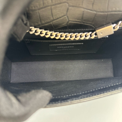 Yves Saint Laurent Medium Kate Corssbody Bag Calfskin Crocodile Embossed Black