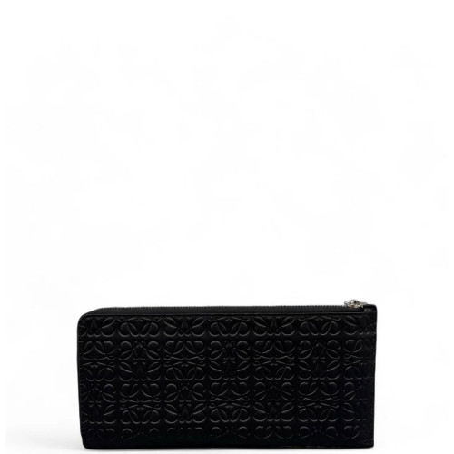 Loewe Zip Around Wallet Anagram Debossed Calfskin Black