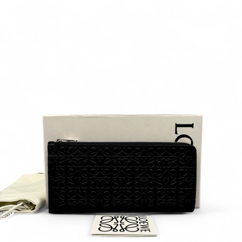 Loewe Zip Around Wallet Anagram Debossed Calfskin Black