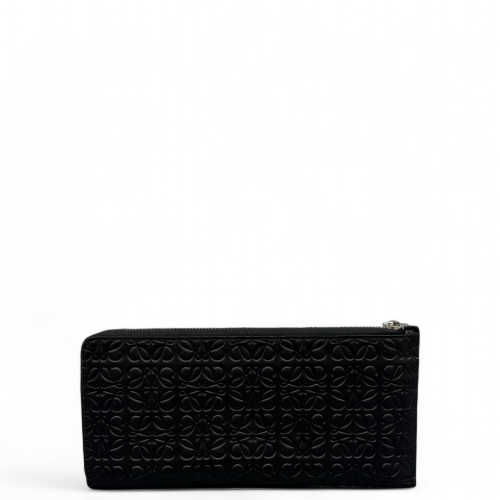 Loewe Zip Around Wallet Anagram Debossed Calfskin Black