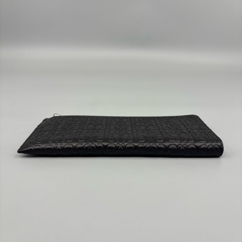 Loewe Zip Around Wallet Anagram Debossed Calfskin Black