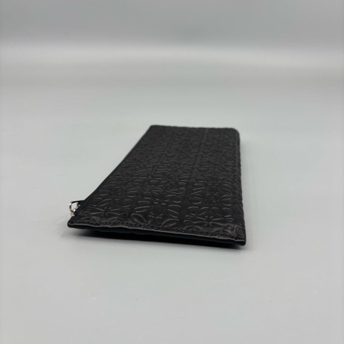 Loewe Zip Around Wallet Anagram Debossed Calfskin Black