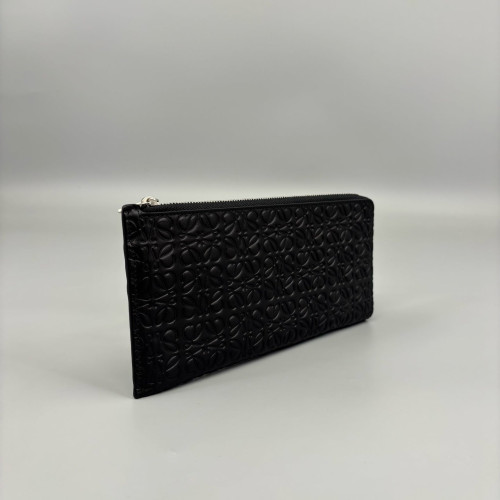 Loewe Zip Around Wallet Anagram Debossed Calfskin Black