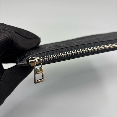 Loewe Zip Around Wallet Anagram Debossed Calfskin Black