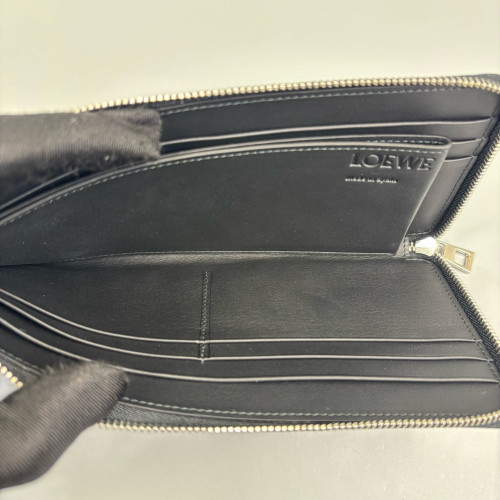 Loewe Zip Around Wallet Anagram Debossed Calfskin Black