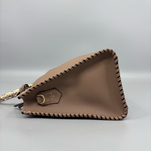 Louis Vuitton Tote Bag Snakeskin Calfskin Brown Beige