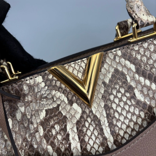 Louis Vuitton Tote Bag Snakeskin Calfskin Brown Beige