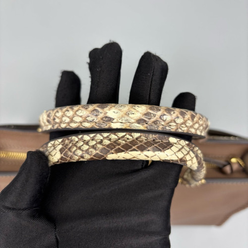 Louis Vuitton Tote Bag Snakeskin Calfskin Brown Beige