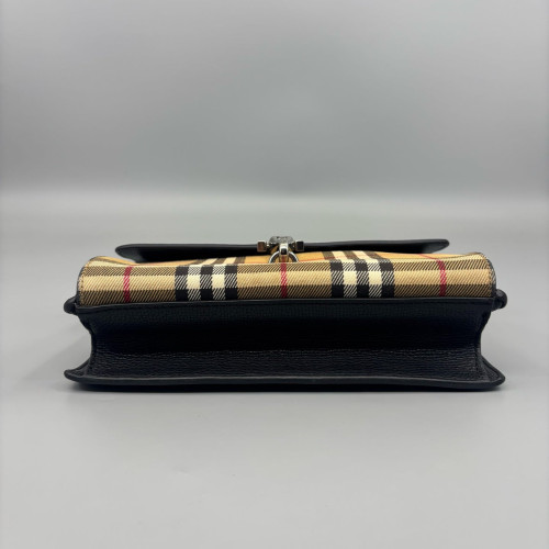 Burberry Small Macken Crossbody Bag Calfskin House Check Black Beige Brown