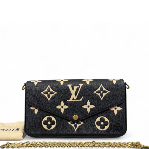Louis Vuitton Pochette Felicie Chain Wallet Monogram Empreinte Giant Black White