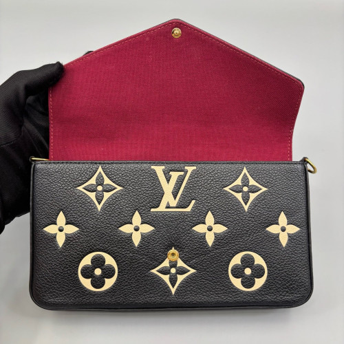 Louis Vuitton Pochette Felicie Chain Wallet Monogram Empreinte Giant Black White